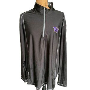 University of Washington Black Pin Striped 3/4 Zip Pullover 2X